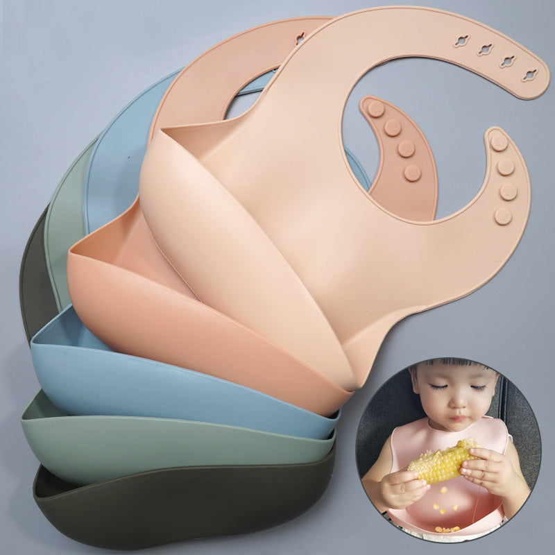 Weiches, wasserdichtes Silikon-Baby-Lätzchen mit Lebensmittelfang, Baby-Silikon-Lätzchen - PrimePick24